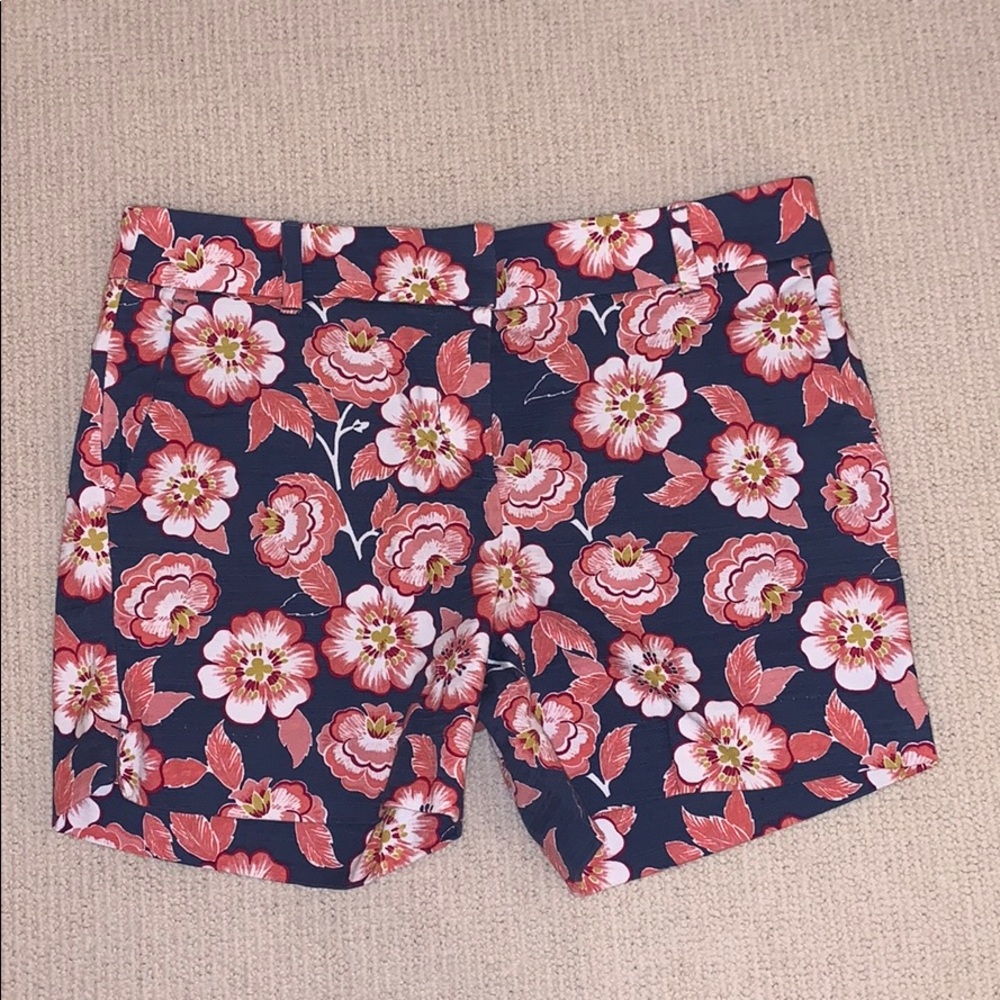 New LOFT Riviera Navy & Pink Floral Shorts